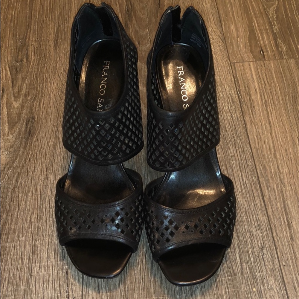 Franco Sarto black peep toe heels *worn once*